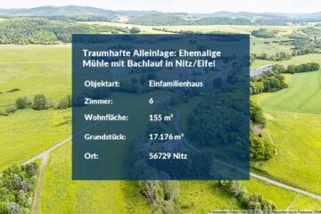 Traumhafte Alleinlage: Ehemalige Mühle mit Bachlauf in Nitz in der Eifel - Alte Mühle in Nitz