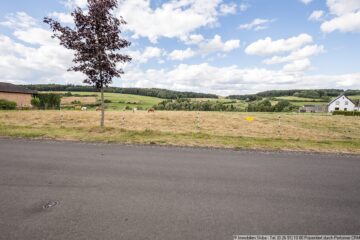 Panoramablick über Wiesen und Felder - Baugrundstück am Ortsrand von Borler - Mittige Ansicht